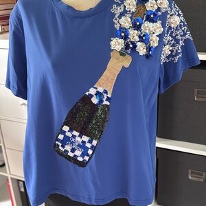 Queen of Sparkles Queen of Game Champagne Popping Top, Sz M